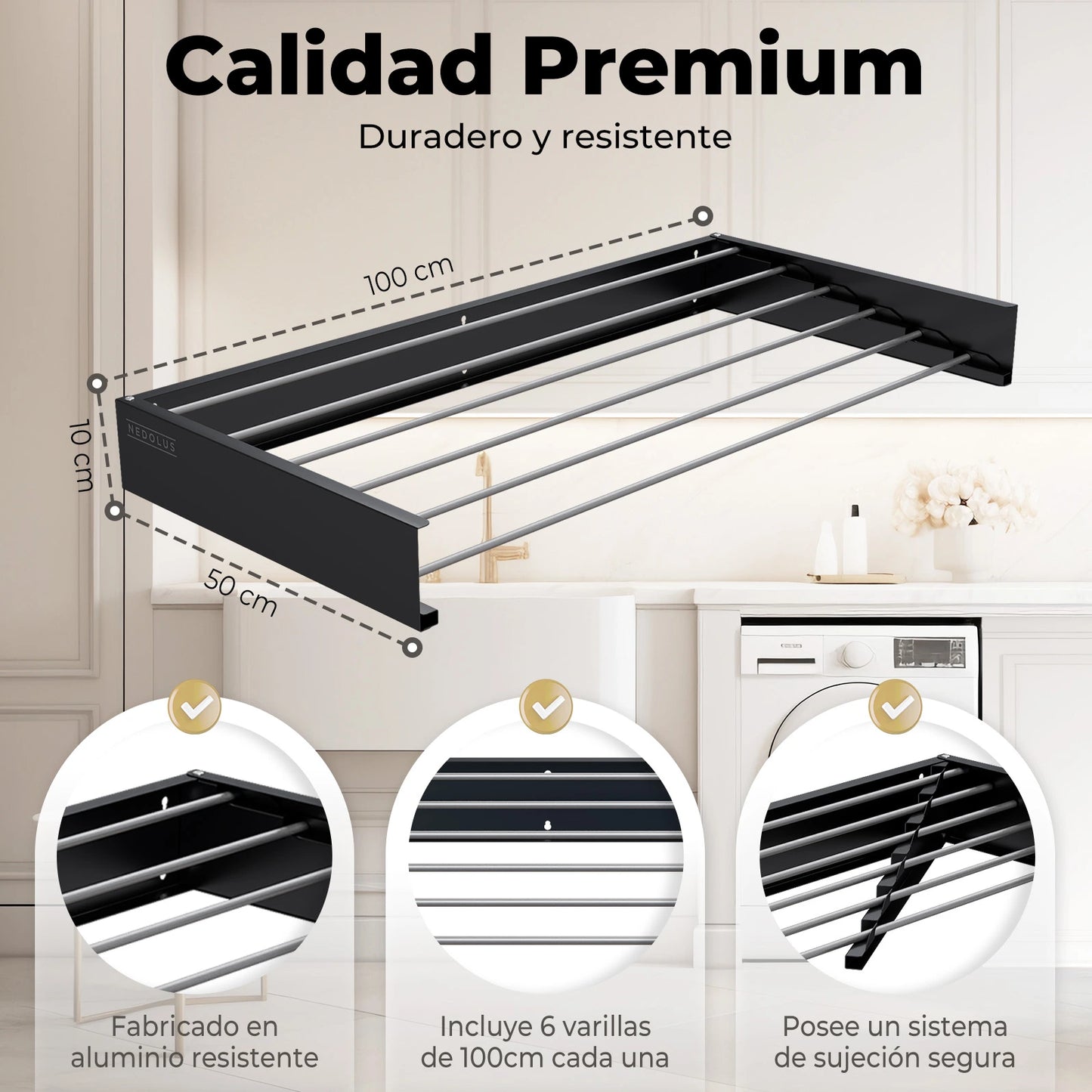Tendedero de Pared Retráctil + Video de Instalación