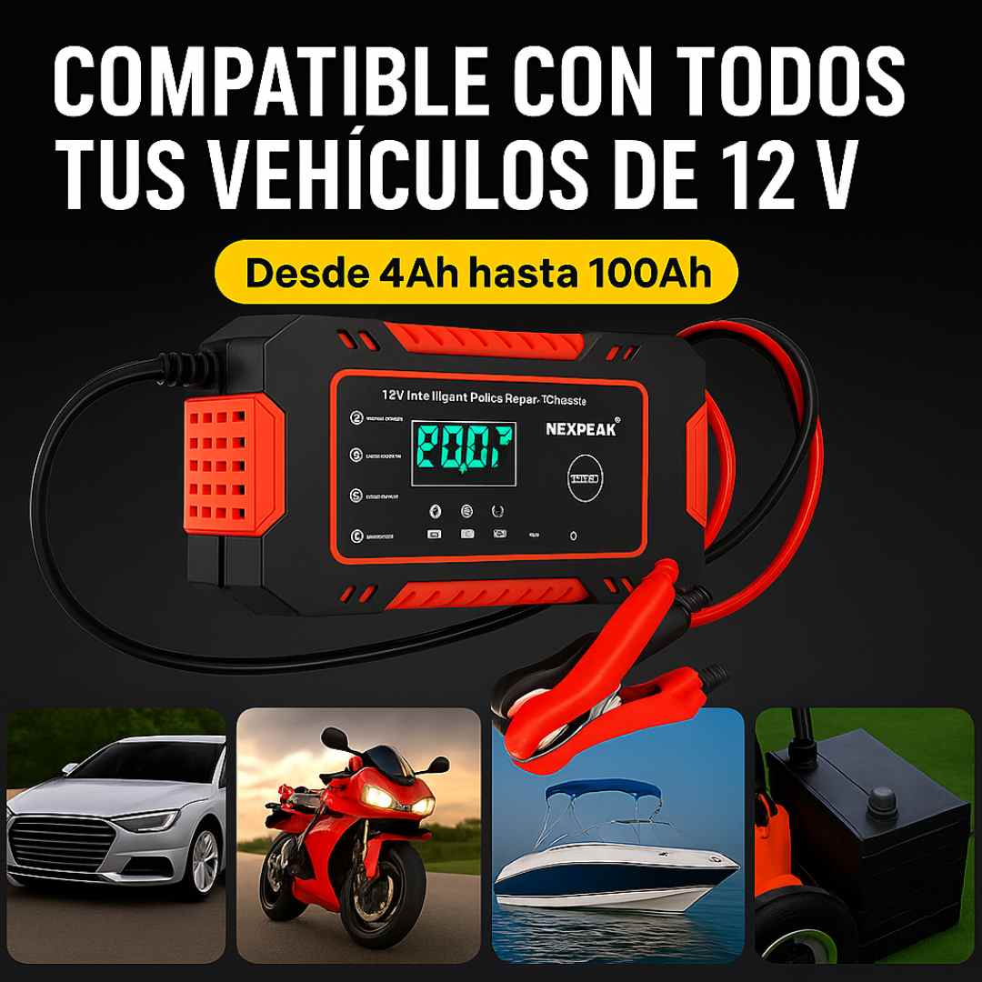 Autocarga Pro® – Cargador de 12V Alto Rendimiento y Modo Reparación