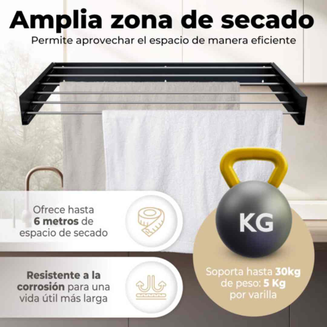Tendedero de Pared Retráctil + Video de Instalación