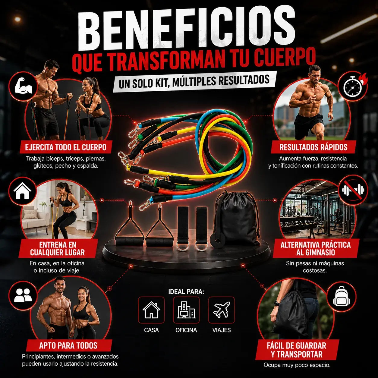 Set de Ligas de Resistencia | Gimnasio Completo en Casa