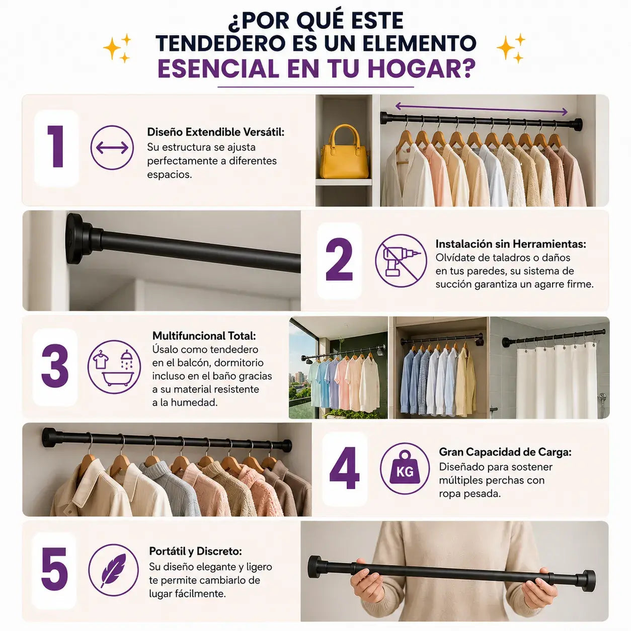 Tendedero De Ropa Portatil Expansible