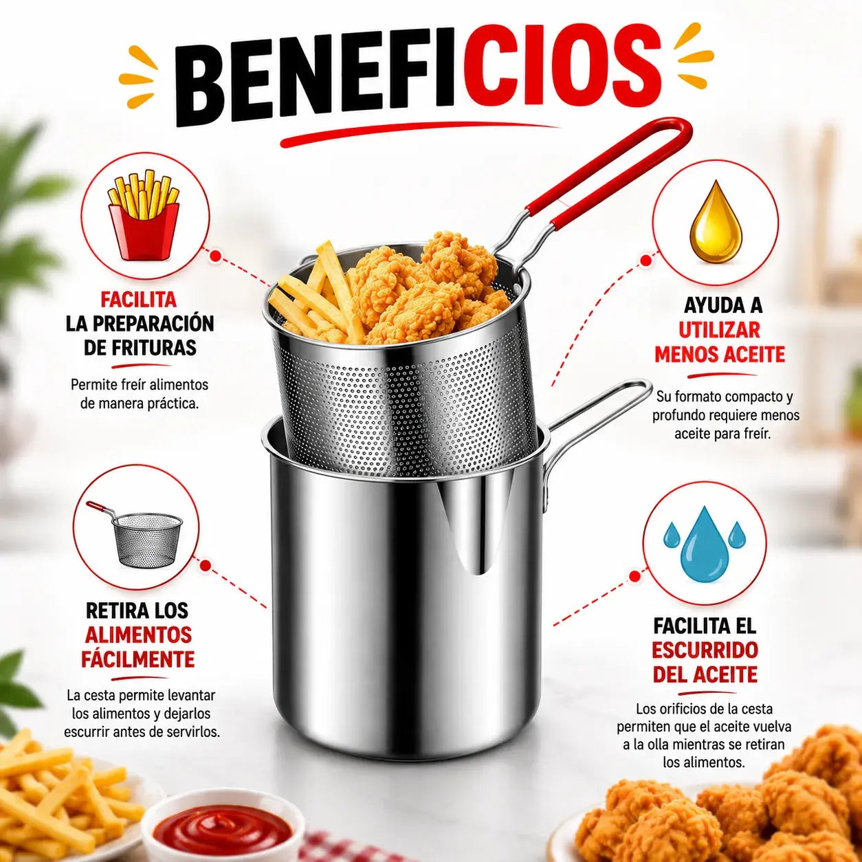Mini Olla Freidora con Cesta Coladora | Cocina Fácil