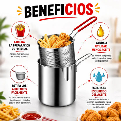 Mini Olla Freidora con Cesta Coladora | Cocina Fácil
