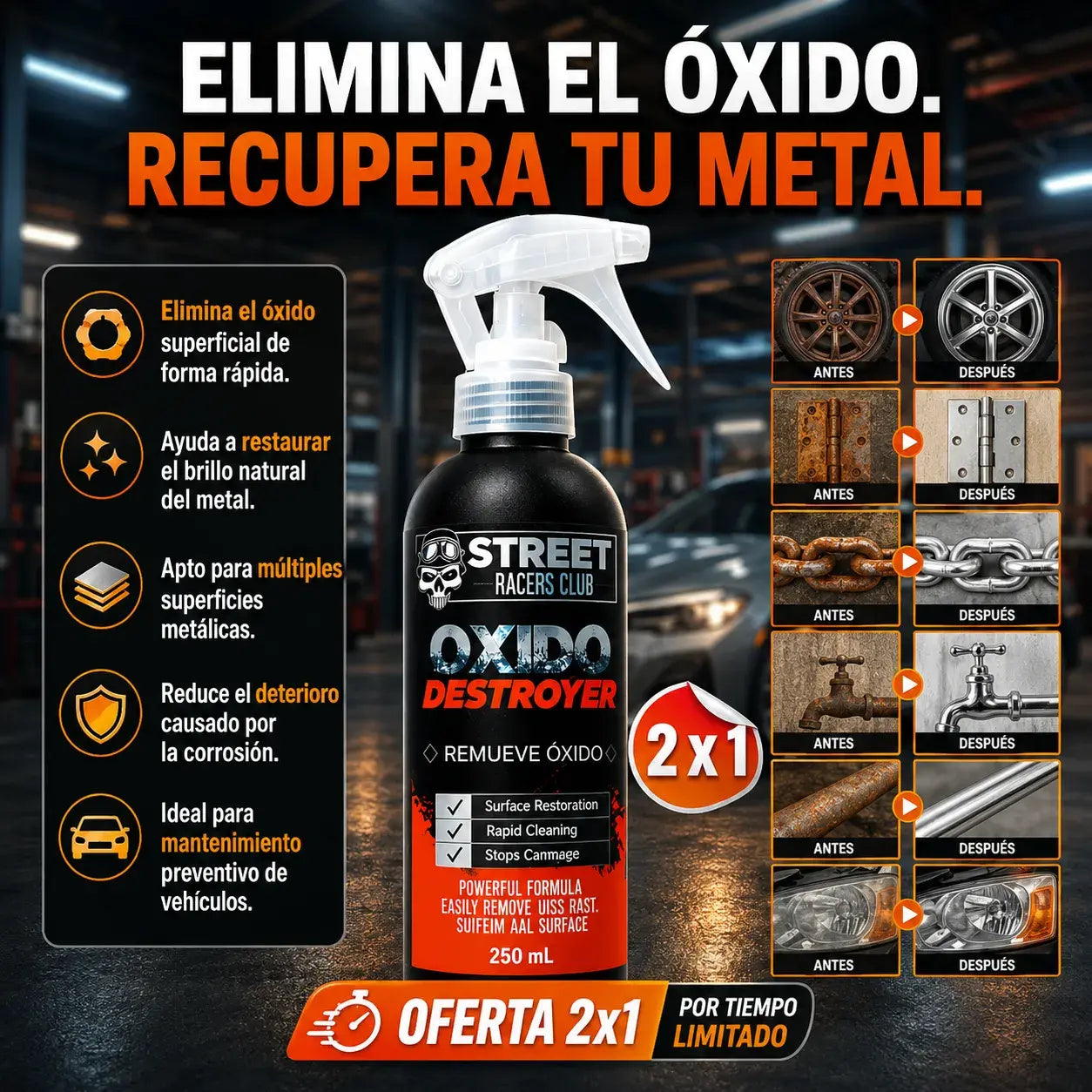 Spray Removedor de Óxido | Elimina la Corrosión en Segundos | Pack x2