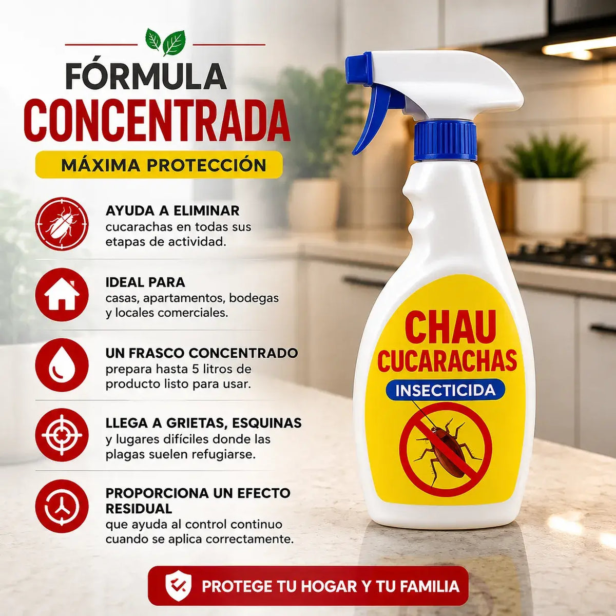 Insecticida Mata Cucarachas | Rinde 5 Litros