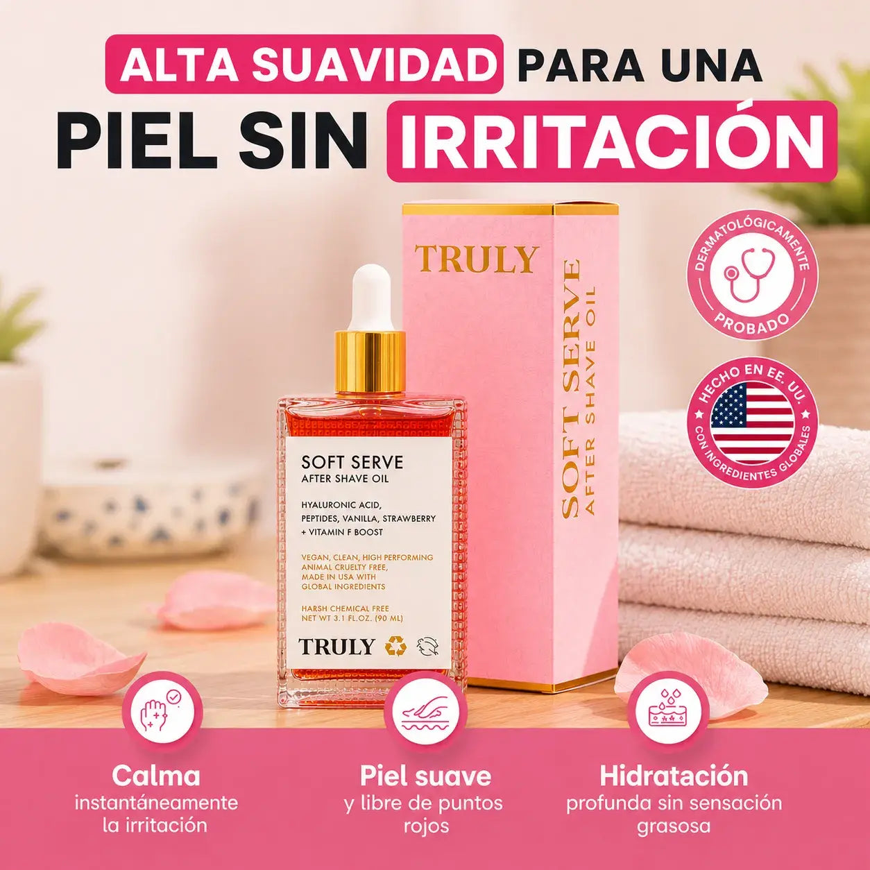 Aceite post afeitado- calma la irritación y reduce el enrojecimiento