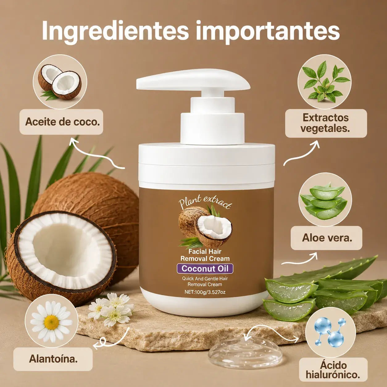 Crema Depilatoria Facial | Elimina el Vello sin Cuchillas ni Cera