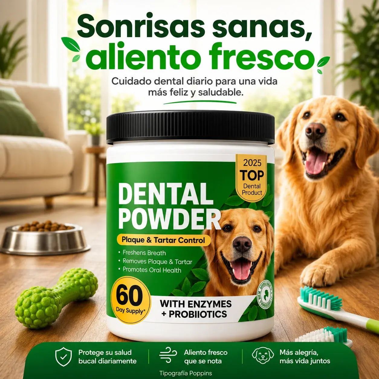 Polvo Dental para Perros | Elimina el Mal Aliento y Combate el Sarro