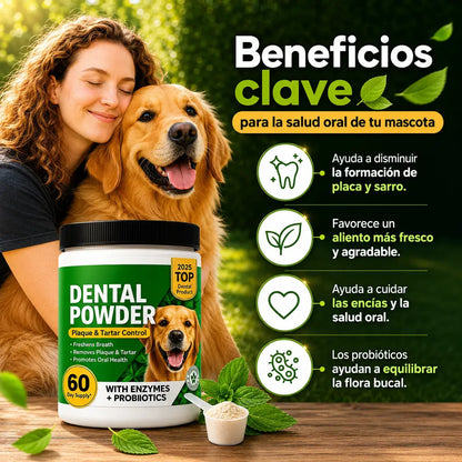 Polvo Dental para Perros | Elimina el Mal Aliento y Combate el Sarro