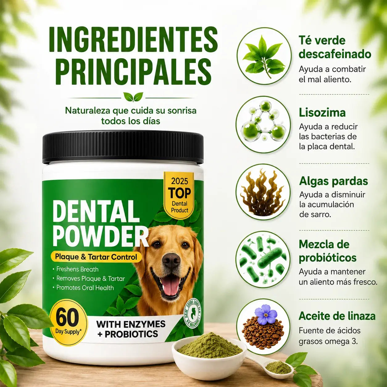 Polvo Dental para Perros | Elimina el Mal Aliento y Combate el Sarro