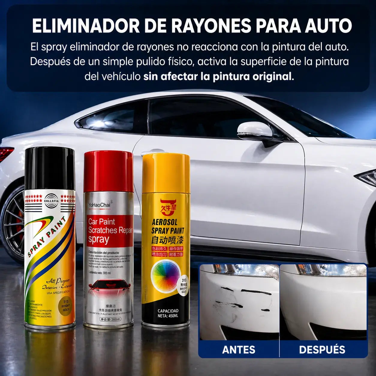 Spray quitaarañazos para coches