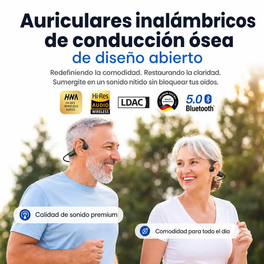 Audífonos inalámbricos de conducción ósea de diseño abierto