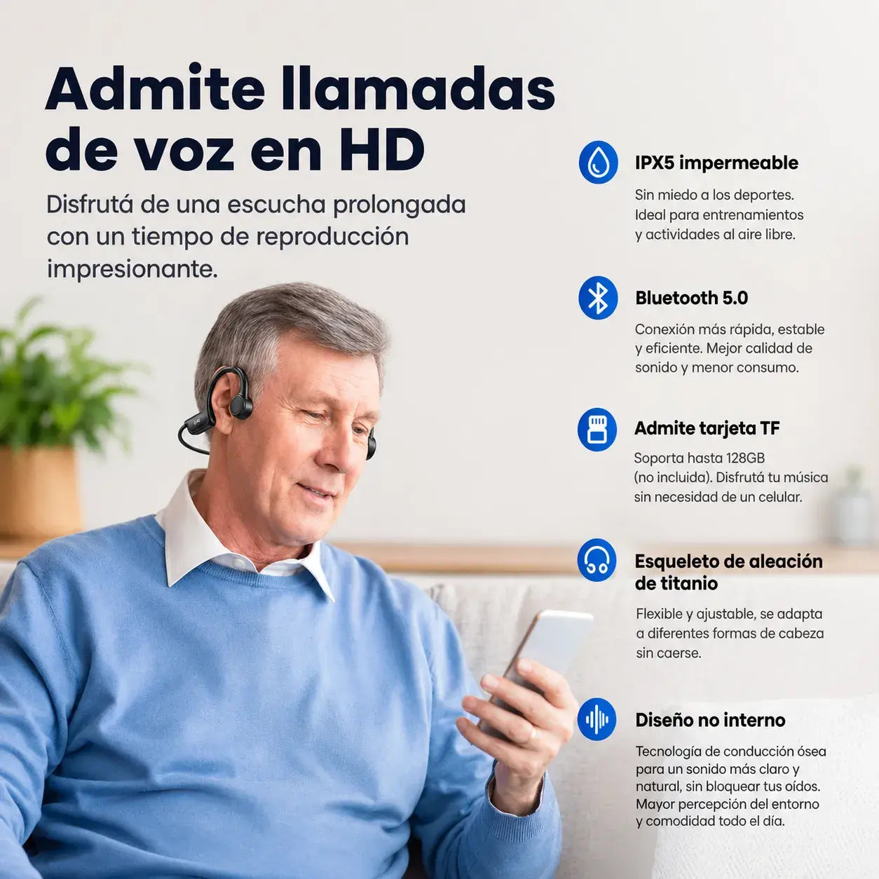 Audífonos inalámbricos de conducción ósea de diseño abierto