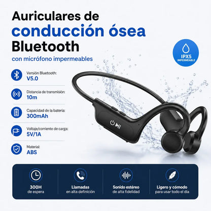 Audífonos inalámbricos de conducción ósea de diseño abierto