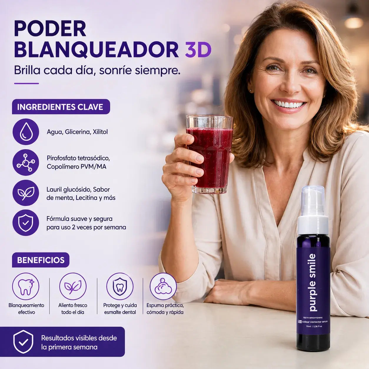Pasta dental blanqueadora Purple Smile 🔥 OFERTA 2X1