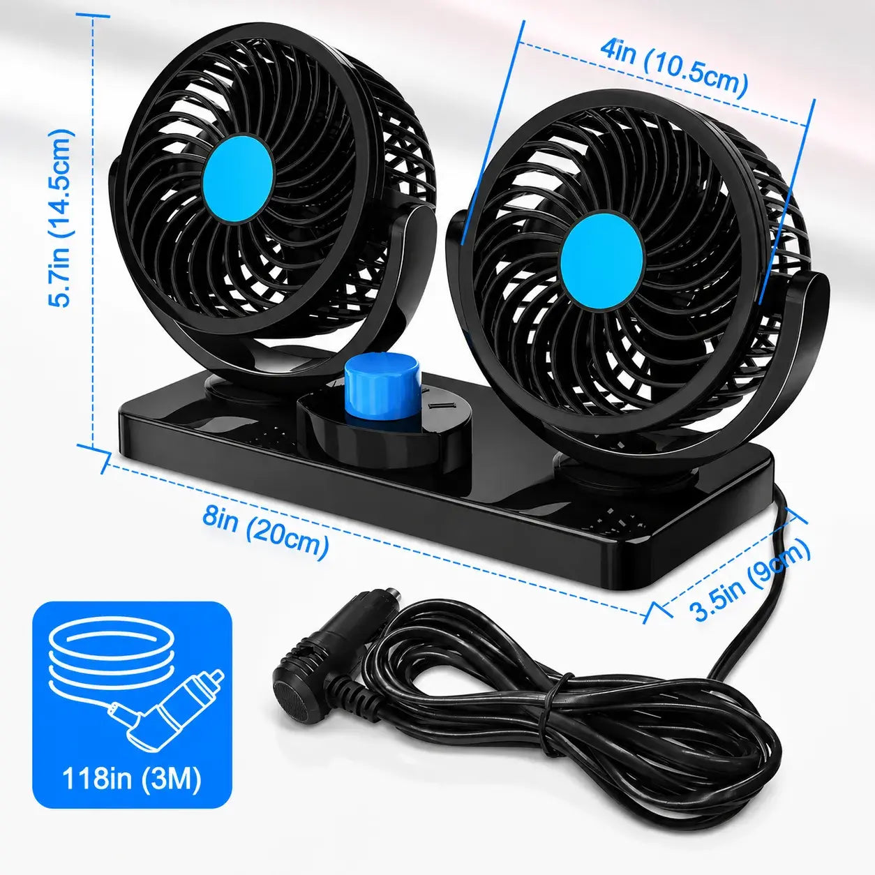 Ventilador Doble Para Coche De 360° confortcar