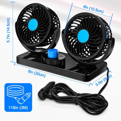 Ventilador Doble Para Coche De 360° confortcar