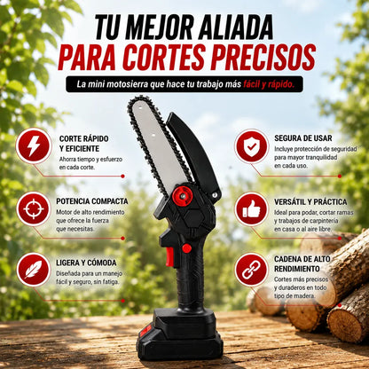 Mini Motosierra Eléctrica | Corta Ramas Fácilmente