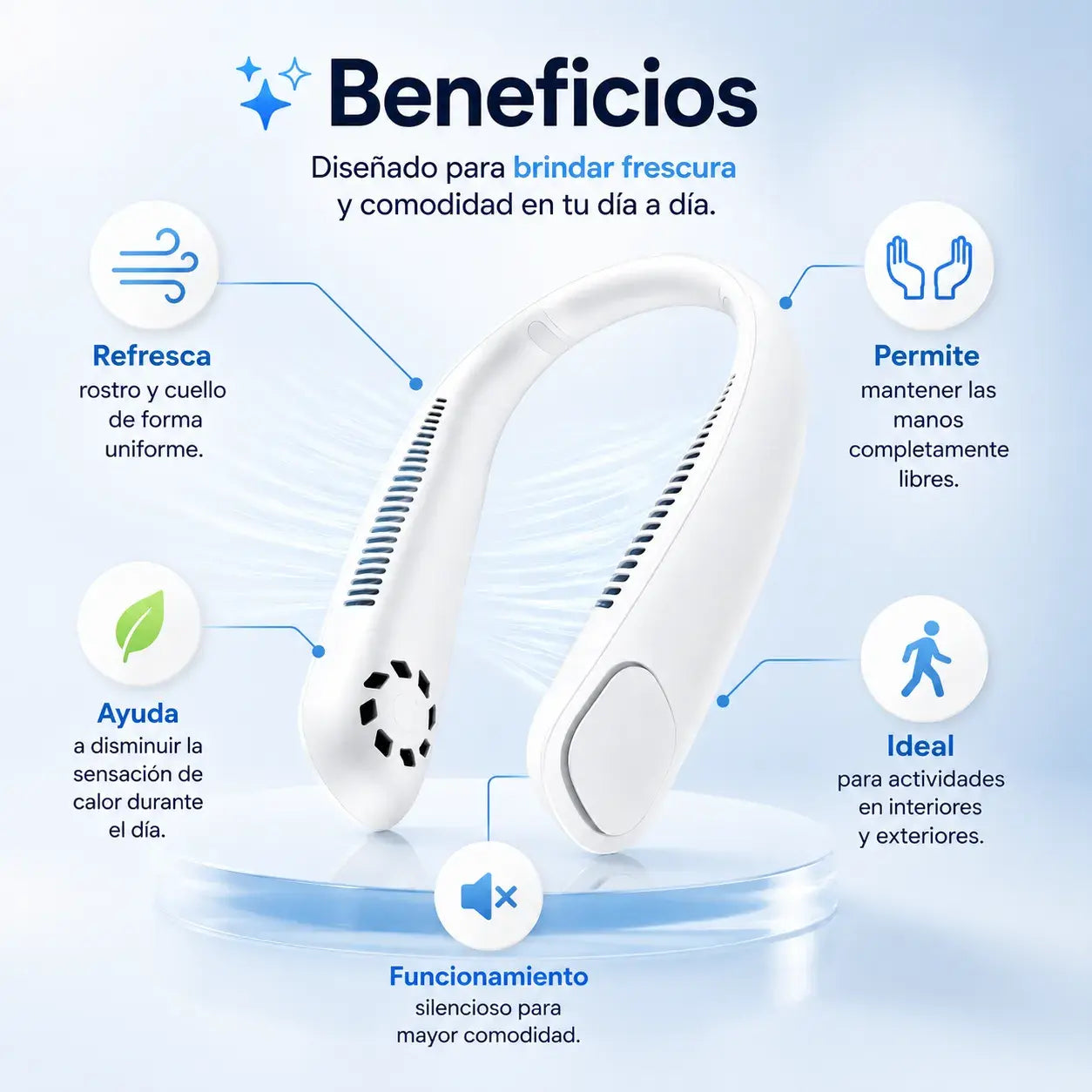 Ventilador Portátil de Cuello | Frescura Manos Libres