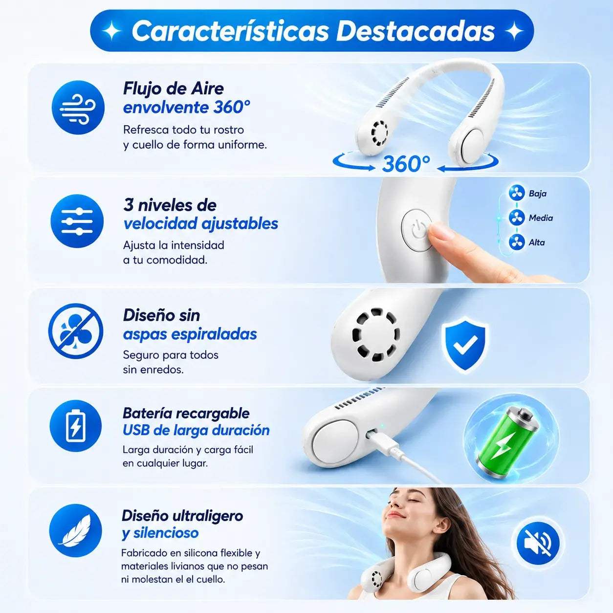 Ventilador Portátil de Cuello | Frescura Manos Libres