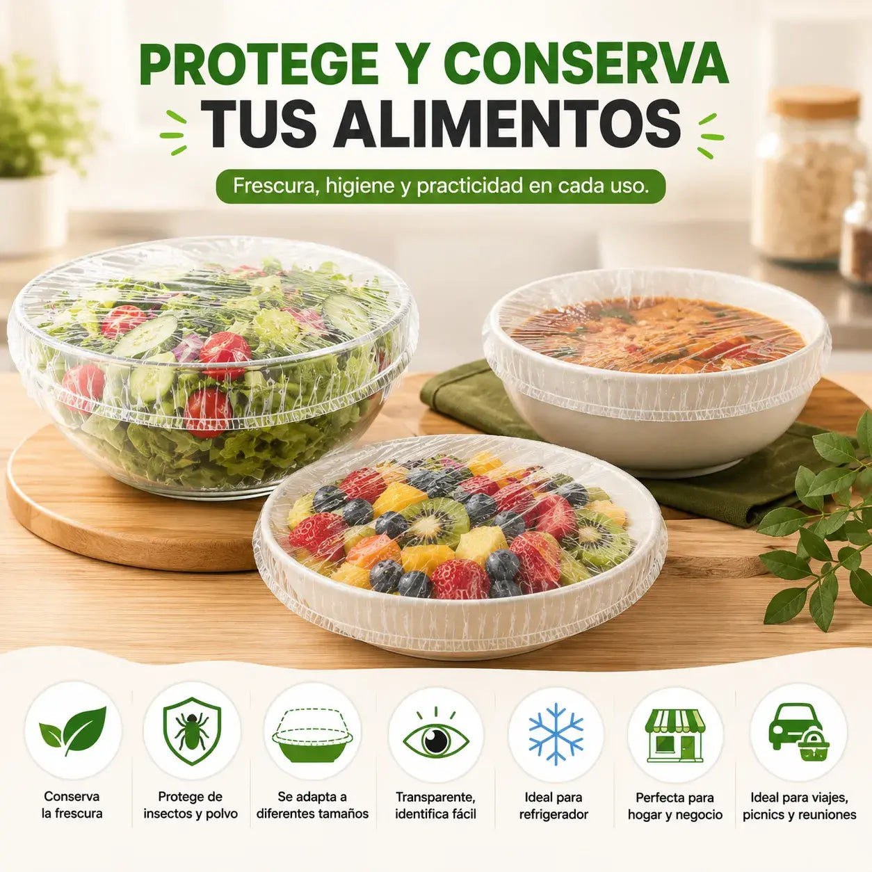 x100 Fundas Elásticas para Alimentos | Conserva la Frescura por Más Tiempo