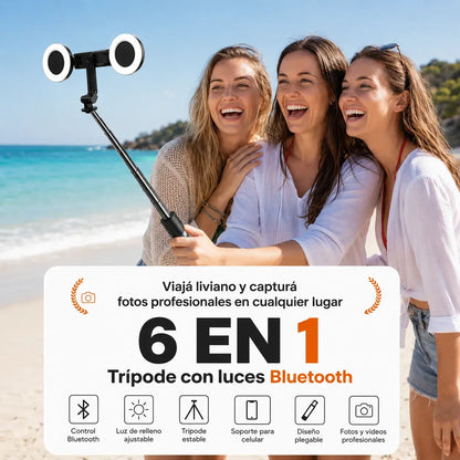 📷 ✨ Nuevo Palo Selfie Bluetooth 6 en 1 Con Luces 🌟