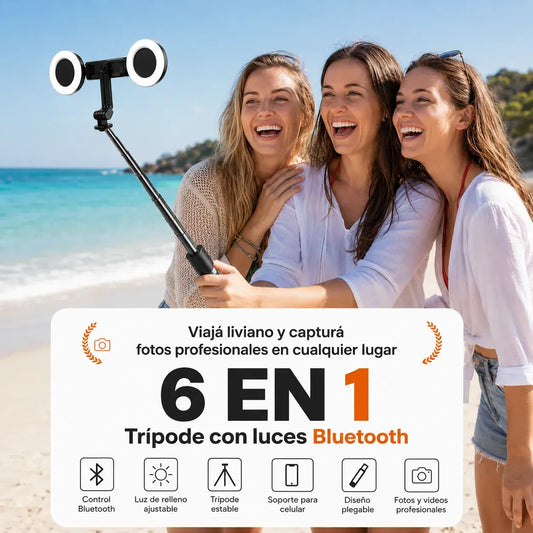 📷 ✨ Nuevo Palo Selfie Bluetooth 6 en 1 Con Luces 🌟