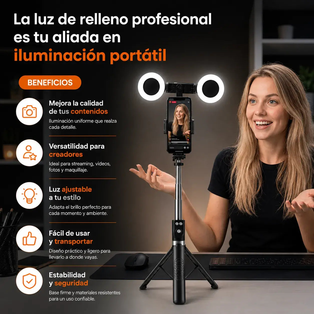 📷 ✨ Nuevo Palo Selfie Bluetooth 6 en 1 Con Luces 🌟