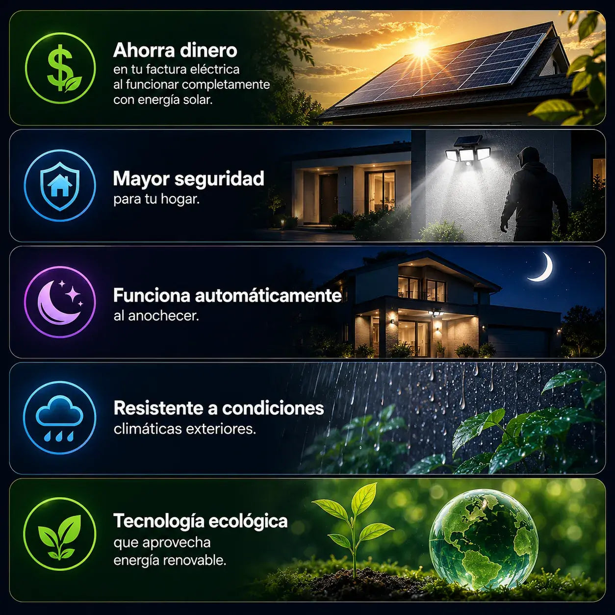 🔦 Seguridad automática para tu hogar sin pagar electricidad.